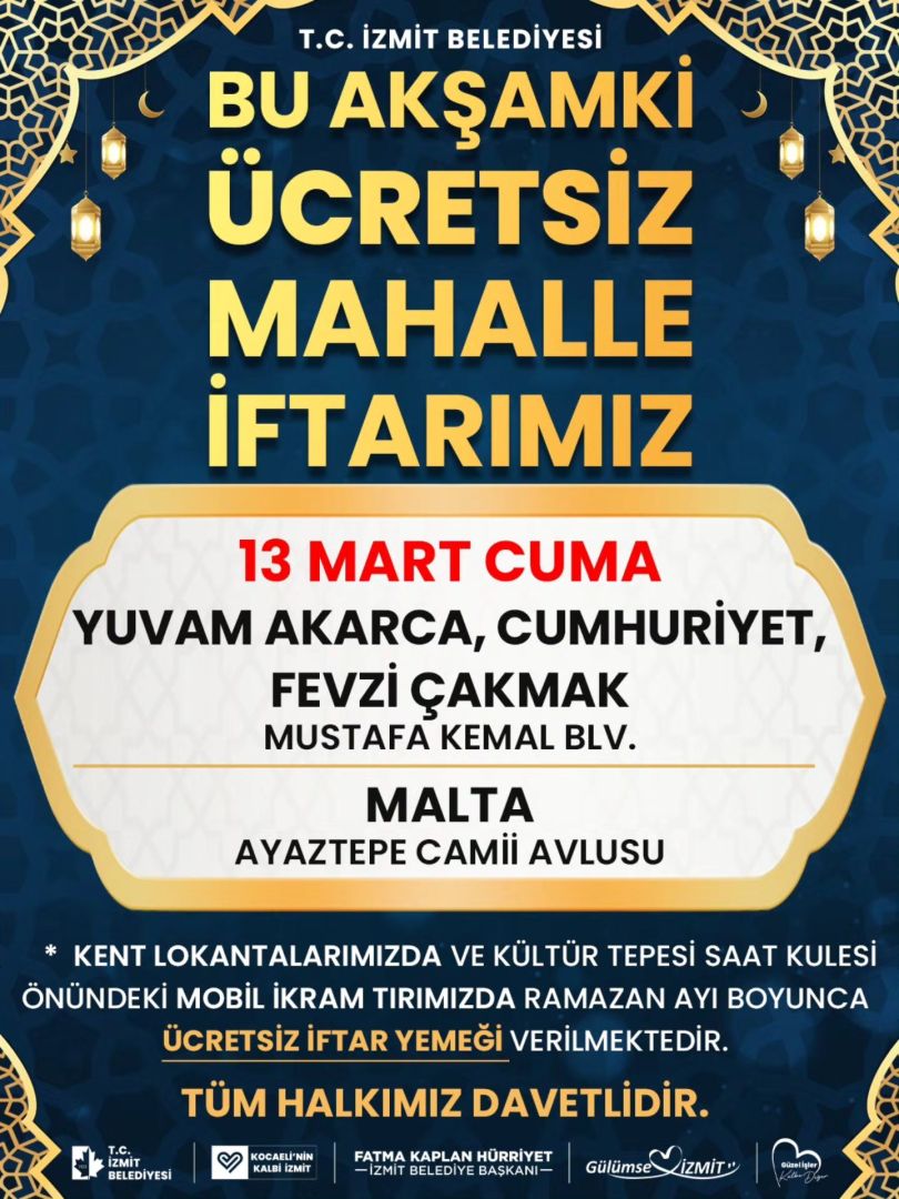 İZMİT’TE İKİ MAHALLEDE İFTAR SOFRASI