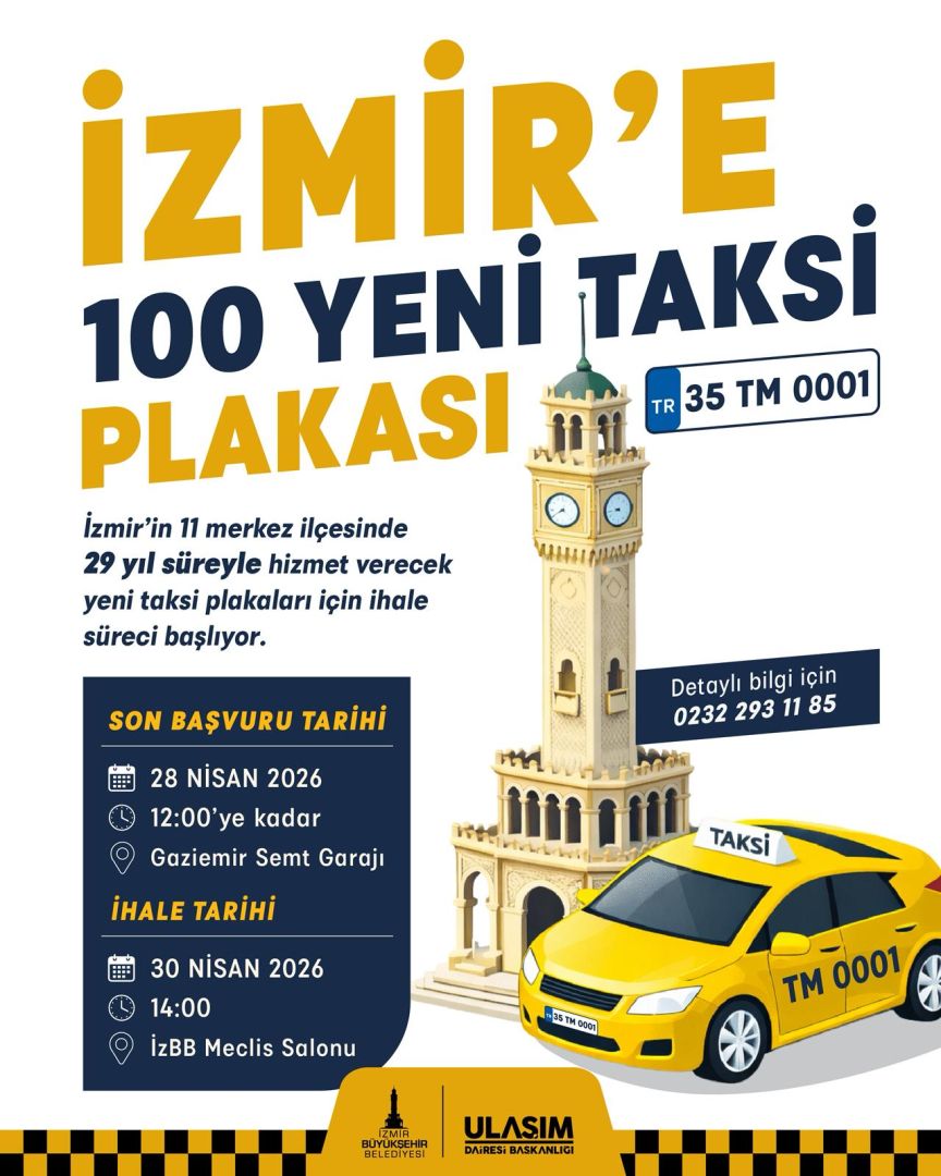 İZMİR KENT MERKEZİNE 100 YENİ TAKSİ 