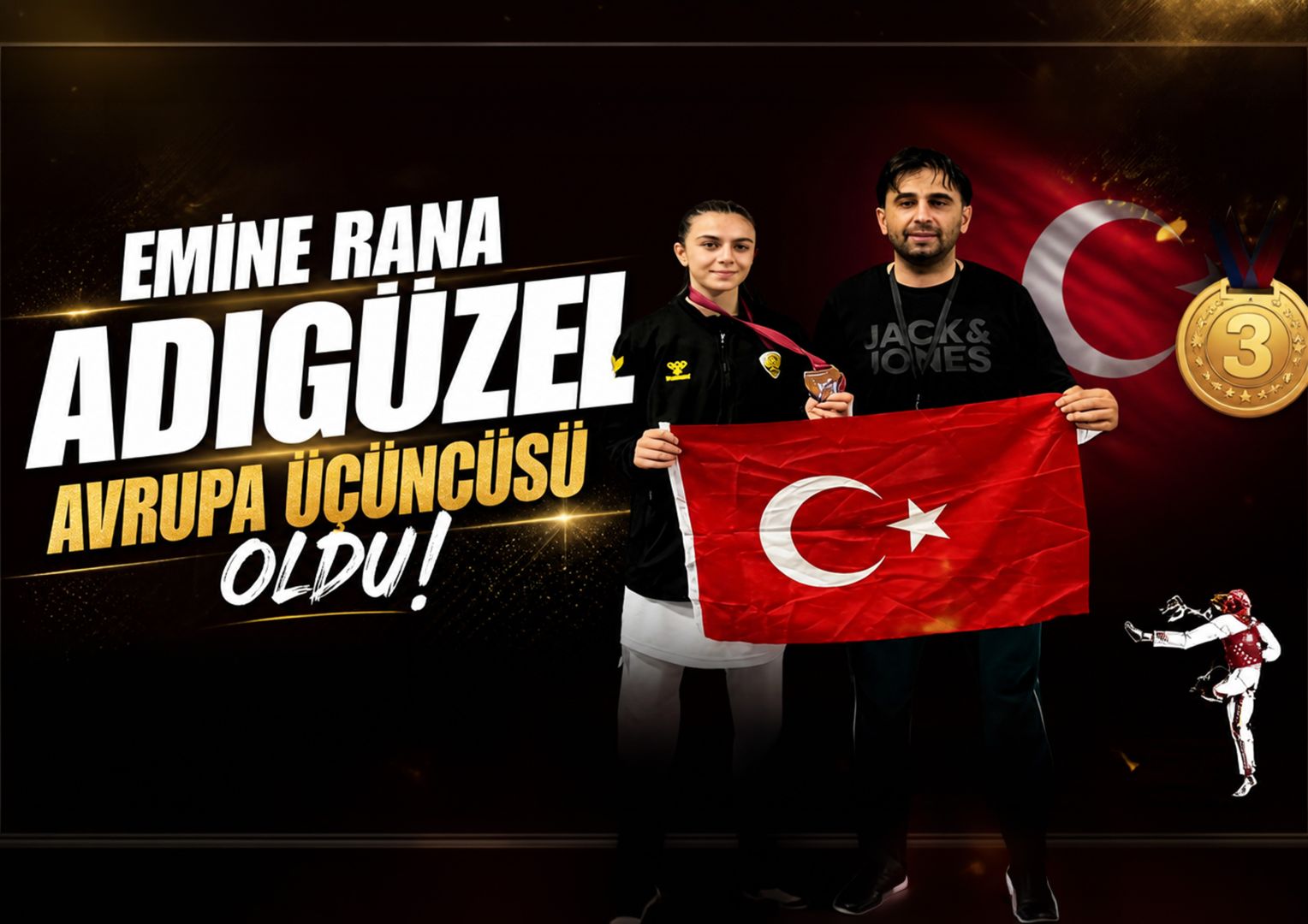MİLLİ TEKVANDOCU EMİNE RANA ADIGÜZEL AVRUPA ÜÇÜNCÜSÜ