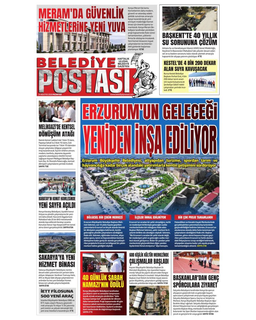 BELEDİYE POSTASI 31 AĞUSTOS 2026     