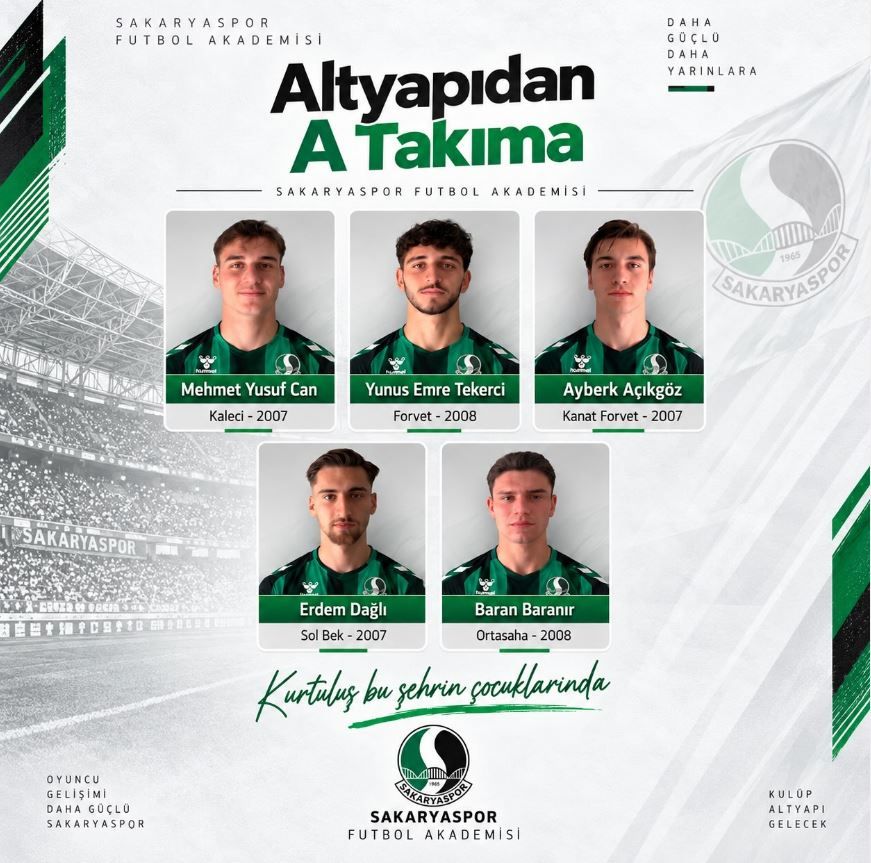 5 GENÇ FUTBOLCU SAKARYASPOR’UN A TAKIM KADROSUNDA