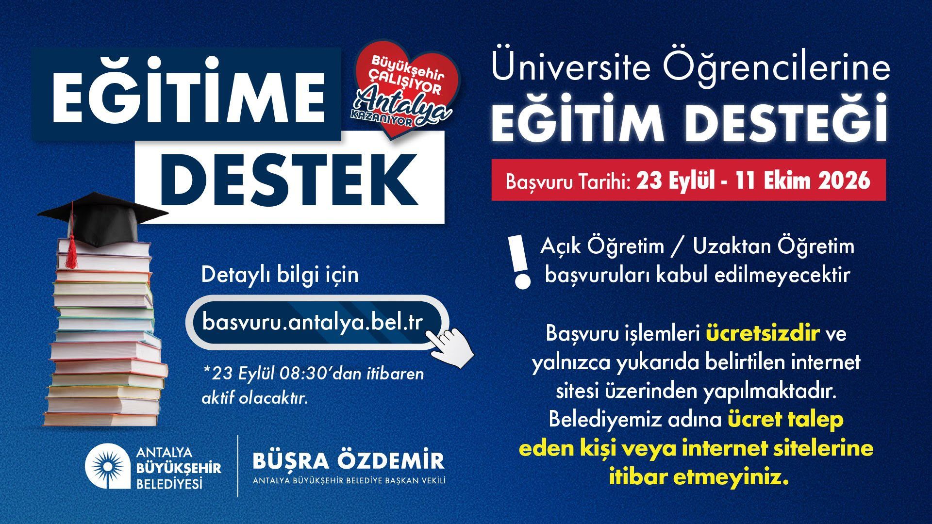 ANTALYA BÜYÜKŞEHİR’DEN ÖĞRENCİLERE EĞİTİM DESTEĞİ