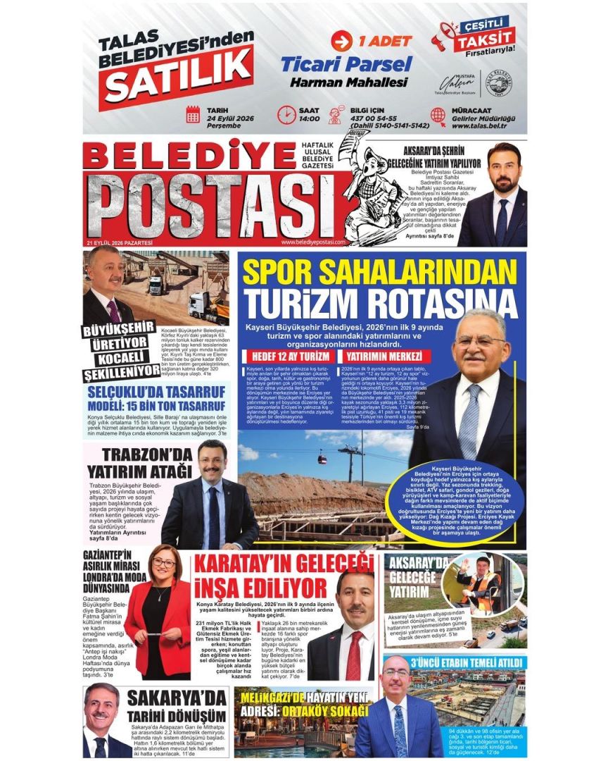 BELEDİYE POSTASI 21 EYLÜL 2026      