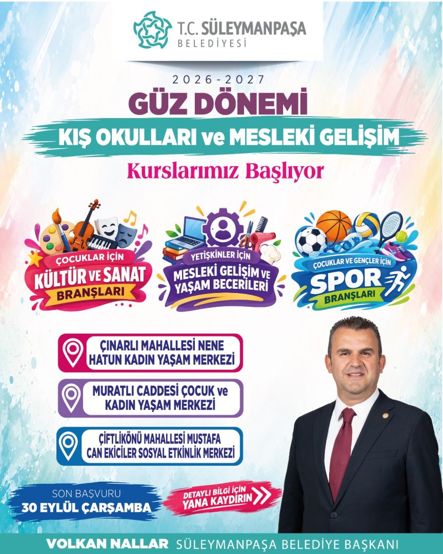 SÜLEYMANPAŞA’DA KIŞ OKULLARI İÇİN KAYITLAR BAŞLADI